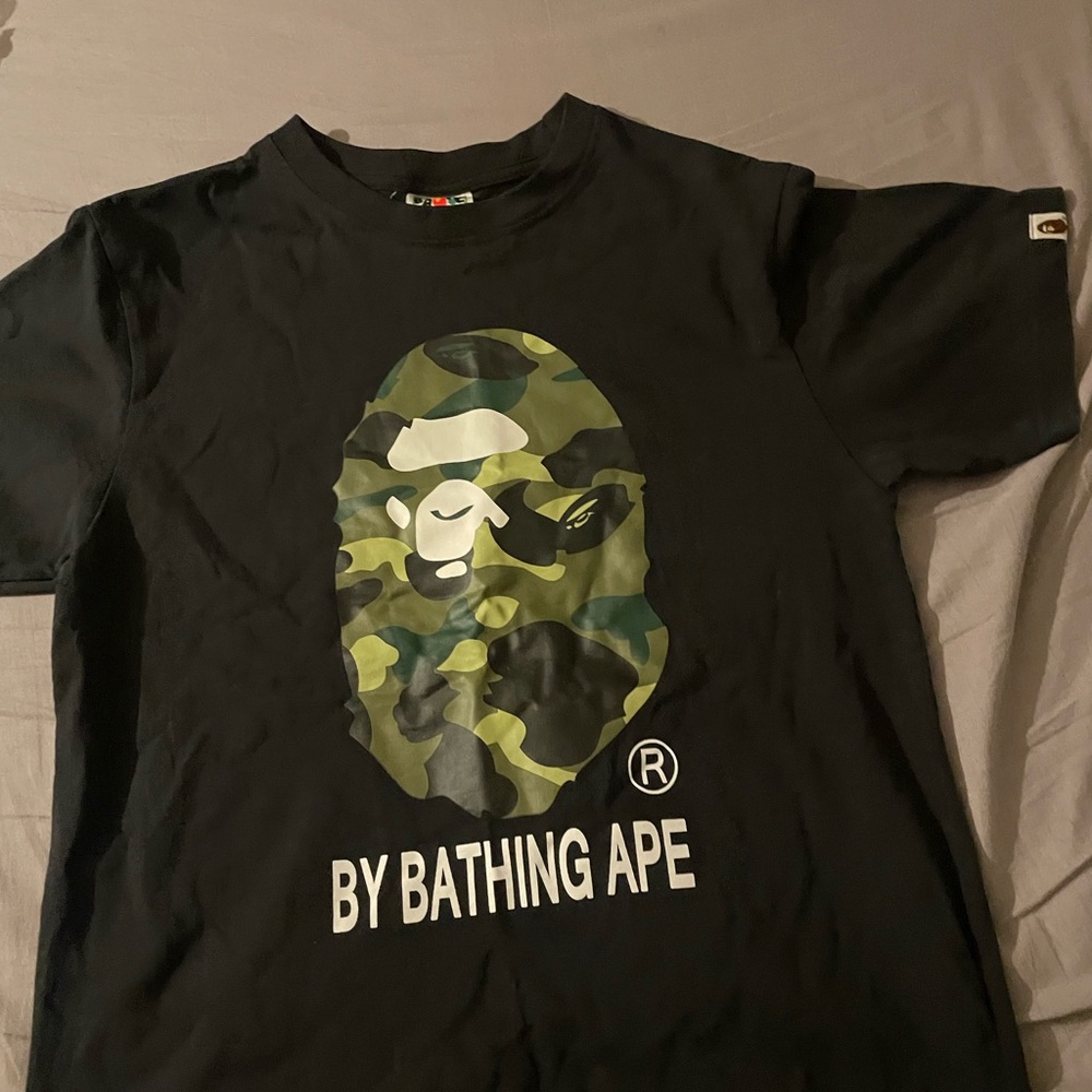 BAPE Black T-Shirt with Camo Ape Logo
